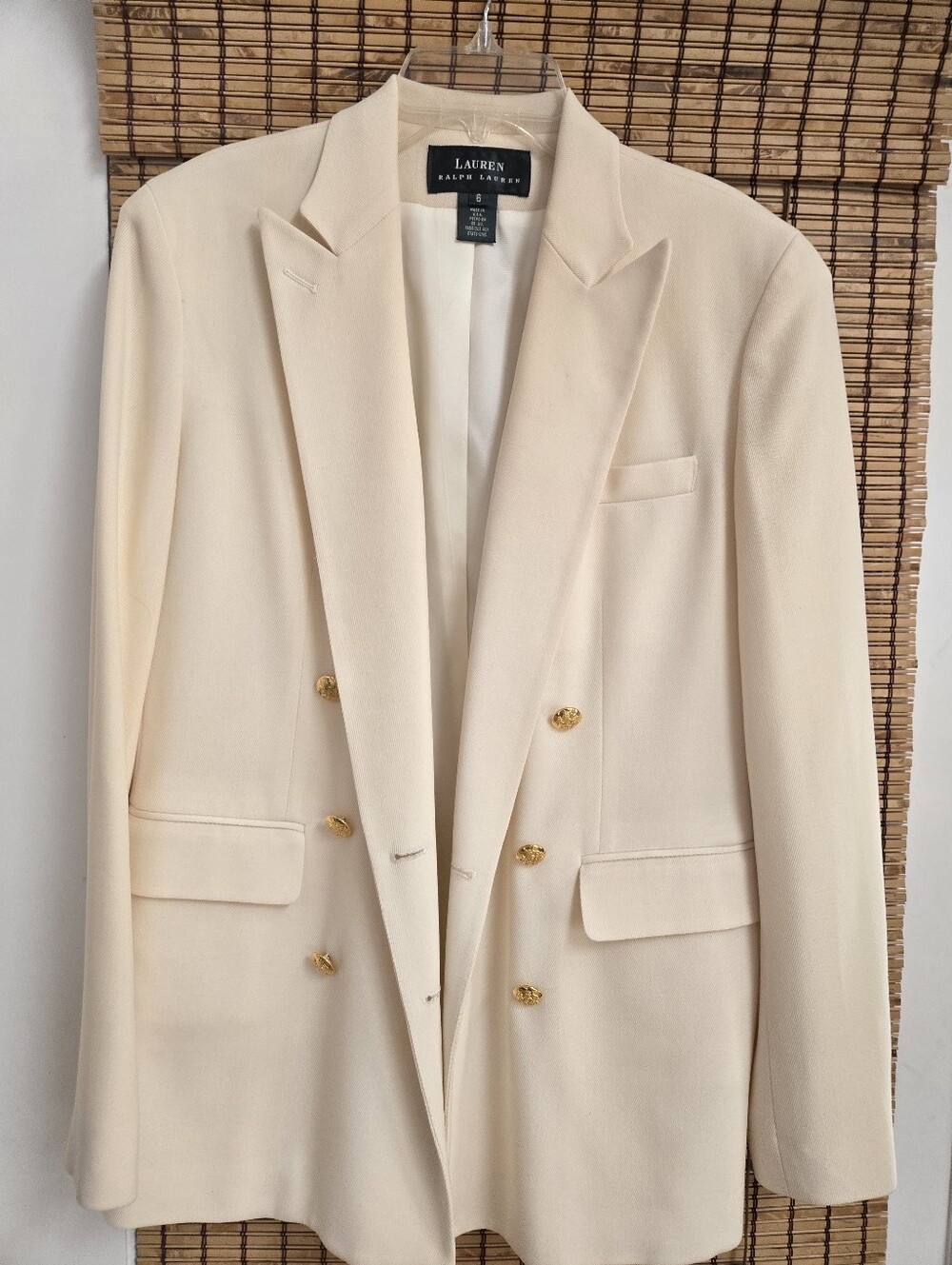 Lauren Ralph Lauren Ivory Double-Breasted Blazer with Gold Buttons
